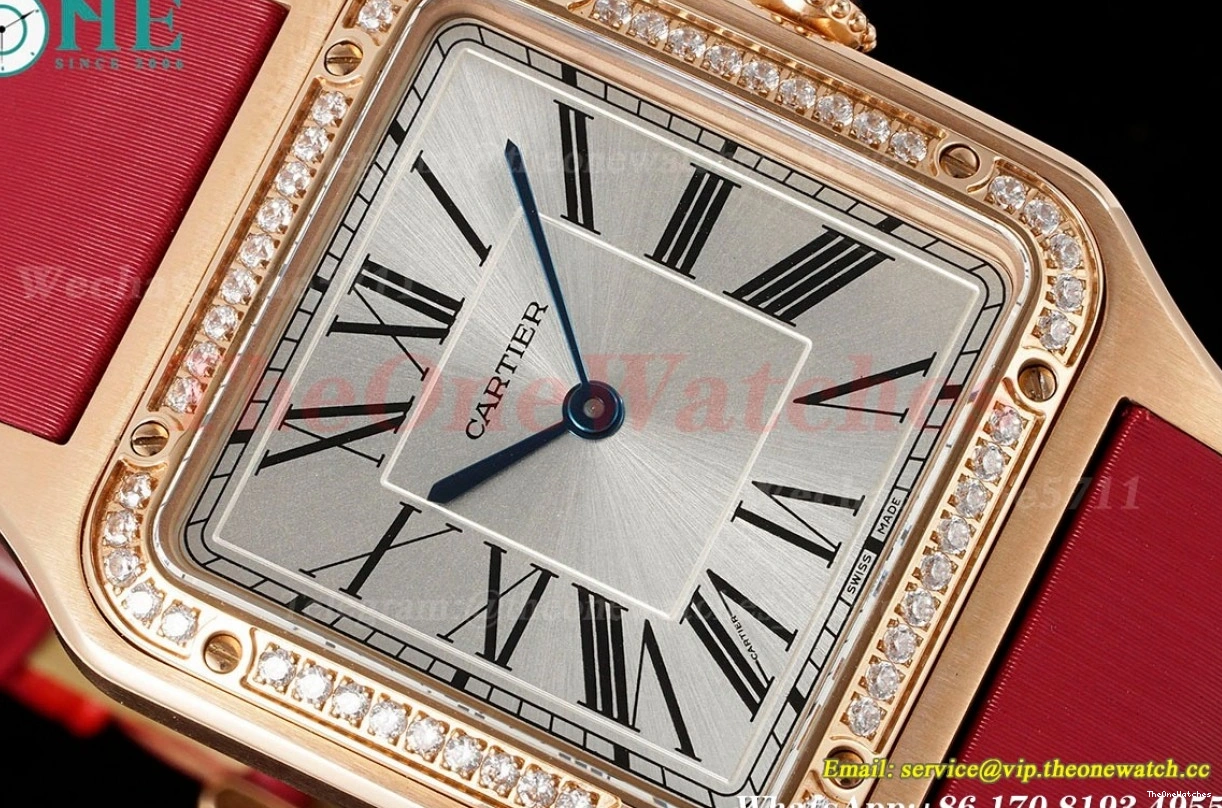Dumont RG SA AF Quartz Santos Dial Dia Silver Red 0308
